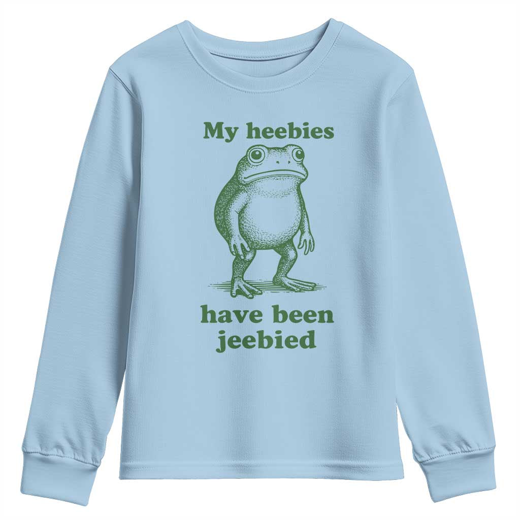 Funny Frog Youth Sweatshirt My Heebies Have Been Jeebied Weirdcore Meme - Wonder Print Shop