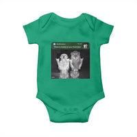 There is Motion at Your Front Door Baby Onesie Funny Golden Retriever Dog And Lion Motion Meme - Wonder Print Shop
