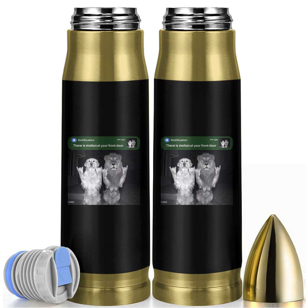There is Motion at Your Front Door Bullet Tumbler Funny Golden Retriever Dog And Lion Motion Meme - Wonder Print Shop
