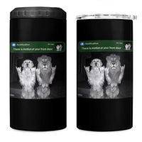 There is Motion at Your Front Door 4 in 1 Can Cooler Tumbler Funny Golden Retriever Dog And Lion Motion Meme - Wonder Print Shop