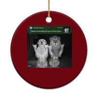 There is Motion at Your Front Door Ceramic Ornament Funny Golden Retriever Dog And Lion Motion Meme - Wonder Print Shop