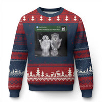 There is Motion at Your Front Door Ugly Christmas Sweater Funny Golden Retriever Dog And Lion Motion Meme - Wonder Print Shop