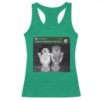 There is Motion at Your Front Door Racerback Tank Top Funny Golden Retriever Dog And Lion Motion Meme - Wonder Print Shop