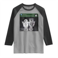There is Motion at Your Front Door Raglan Shirt Funny Golden Retriever Dog And Lion Motion Meme - Wonder Print Shop