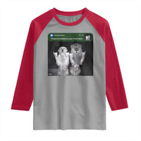 There is Motion at Your Front Door Raglan Shirt Funny Golden Retriever Dog And Lion Motion Meme - Wonder Print Shop