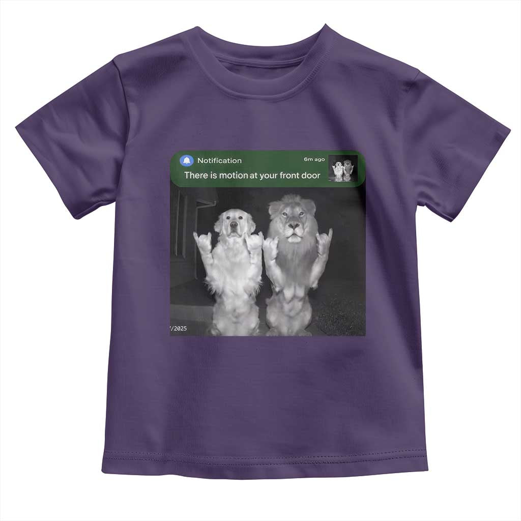 There is Motion at Your Front Door Toddler T Shirt Funny Golden Retriever Dog And Lion Motion Meme - Wonder Print Shop