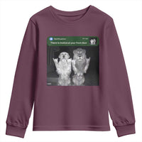 There is Motion at Your Front Door Youth Sweatshirt Funny Golden Retriever Dog And Lion Motion Meme - Wonder Print Shop