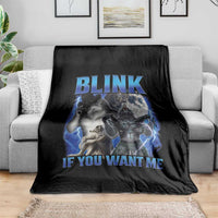 Funny Alpha Wolf Meme Throw Blanket Blink If You Want Me Bootleg Cringe Humor - Wonder Print Shop