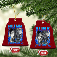 Funny Alpha Wolf Meme Ceramic Ornament Blink If You Want Me Bootleg Cringe Humor - Wonder Print Shop