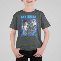 Funny Alpha Wolf Meme T Shirt For Kid Blink If You Want Me Bootleg Cringe Humor - Wonder Print Shop