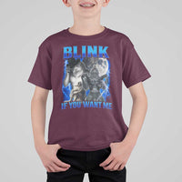 Funny Alpha Wolf Meme T Shirt For Kid Blink If You Want Me Bootleg Cringe Humor - Wonder Print Shop
