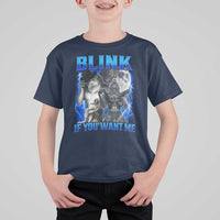 Funny Alpha Wolf Meme T Shirt For Kid Blink If You Want Me Bootleg Cringe Humor - Wonder Print Shop