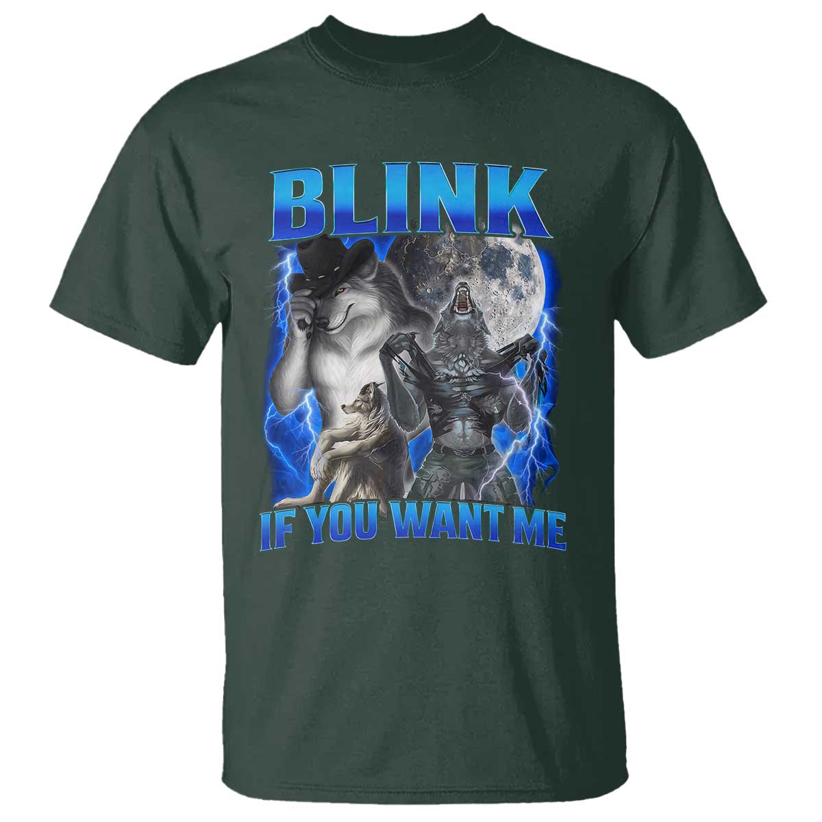 Funny Alpha Wolf Meme T Shirt Blink If You Want Me Bootleg Cringe Humor - Wonder Print Shop