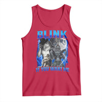 Funny Alpha Wolf Meme Tank Top Blink If You Want Me Bootleg Cringe Humor - Wonder Print Shop