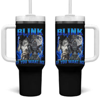 Funny Alpha Wolf Meme Tumbler With Handle Blink If You Want Me Bootleg Cringe Humor - Wonder Print Shop