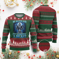 Funny Alpha Wolf Ugly Christmas Sweater My Doctor Said I'm Morbidly A Beast Meme - Wonder Print Shop