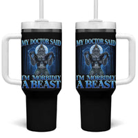 Funny Alpha Wolf Tumbler With Handle My Doctor Said I'm Morbidly A Beast Meme - Wonder Print Shop