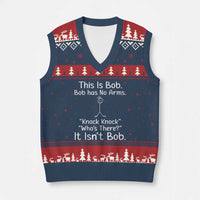 Funny This is Bob Knock Knock Joke V-Neck Knit Sweater Vest - Wonder Print Shop