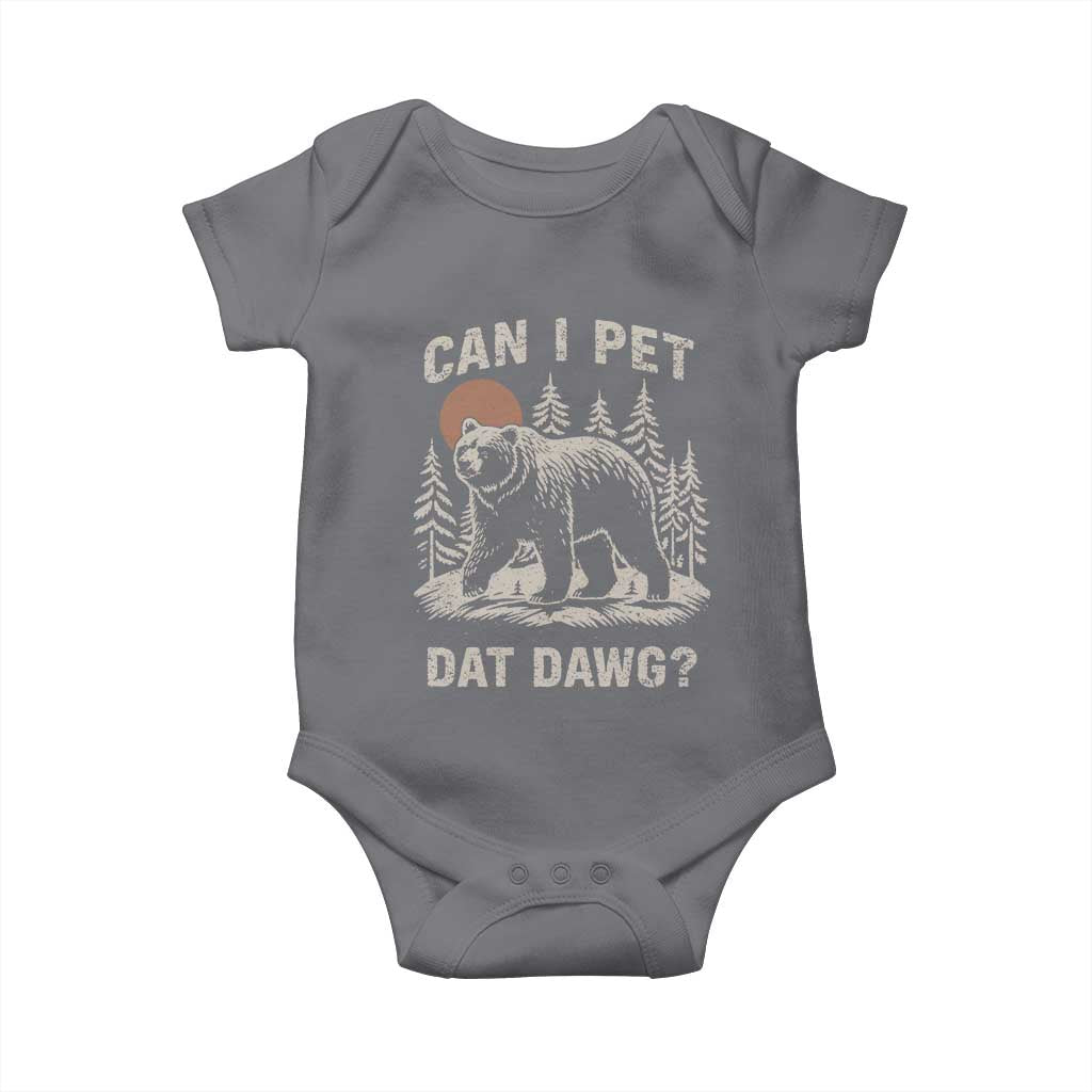 Can I Pet Dat Dawg Baby Onesie Hiker Animal Lover Funny Bear Outdoors Meme - Wonder Print Shop