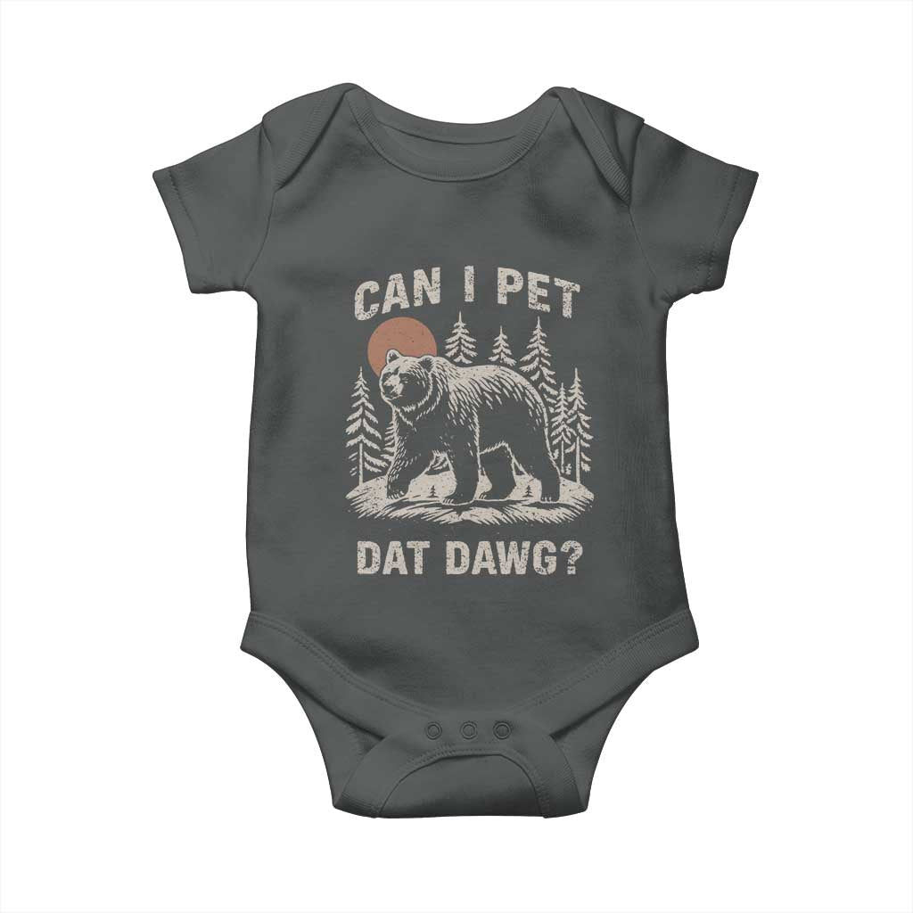 Can I Pet Dat Dawg Baby Onesie Hiker Animal Lover Funny Bear Outdoors Meme - Wonder Print Shop