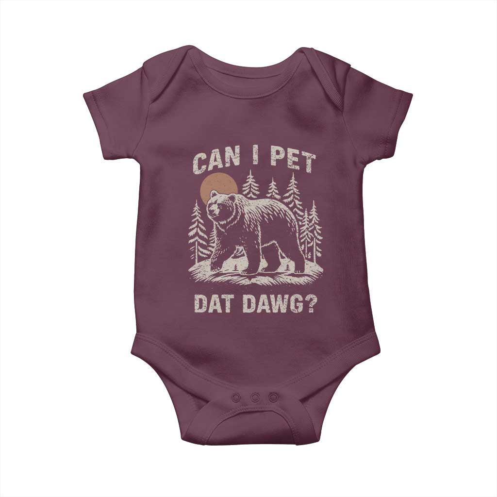 Can I Pet Dat Dawg Baby Onesie Hiker Animal Lover Funny Bear Outdoors Meme - Wonder Print Shop