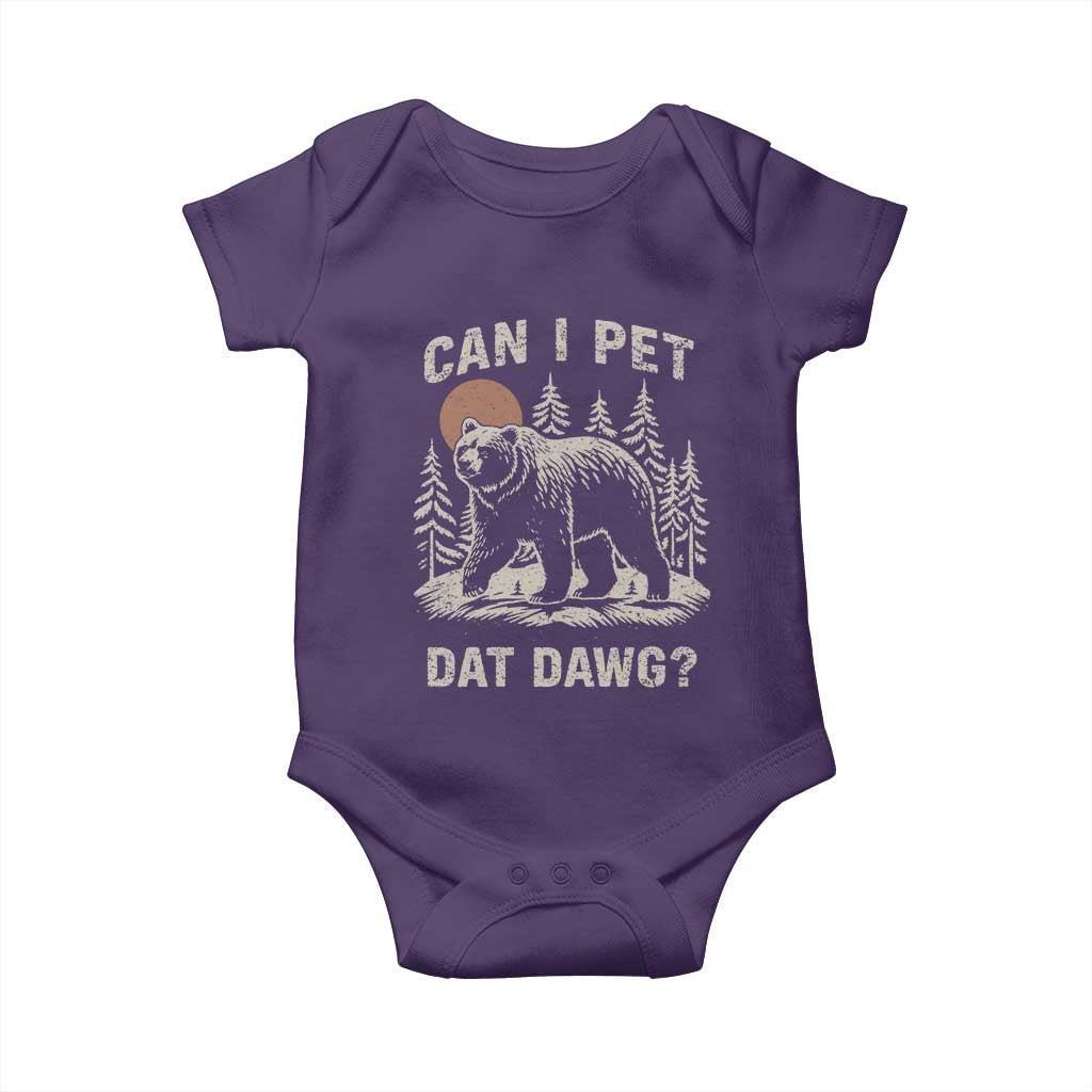 Can I Pet Dat Dawg Baby Onesie Hiker Animal Lover Funny Bear Outdoors Meme - Wonder Print Shop