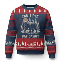 Can I Pet Dat Dawg Ugly Christmas Sweater Hiker Animal Lover Funny Bear Outdoors Meme - Wonder Print Shop