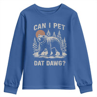 Can I Pet Dat Dawg Youth Sweatshirt Hiker Animal Lover Funny Bear Outdoors Meme - Wonder Print Shop