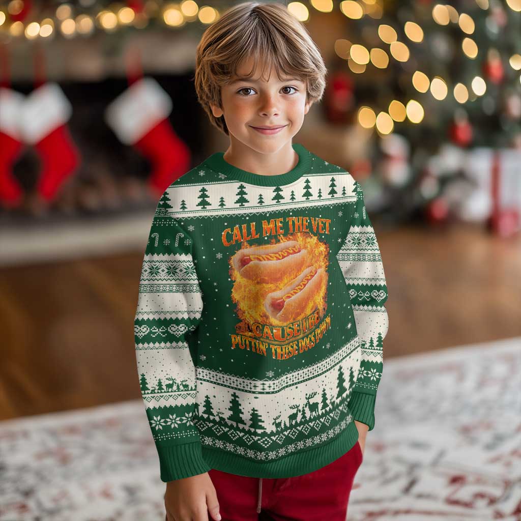 Funny Hard Hot Dog Meme Ugly Christmas Sweater Call Me The Vet Cause I Be Bootleg - Wonder Print Shop