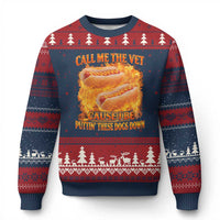 Funny Hard Hot Dog Meme Ugly Christmas Sweater Call Me The Vet Cause I Be Bootleg - Wonder Print Shop