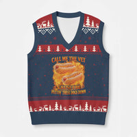 Funny Hard Hot Dog Meme V-Neck Knit Sweater Vest Call Me The Vet Cause I Be Bootleg - Wonder Print Shop