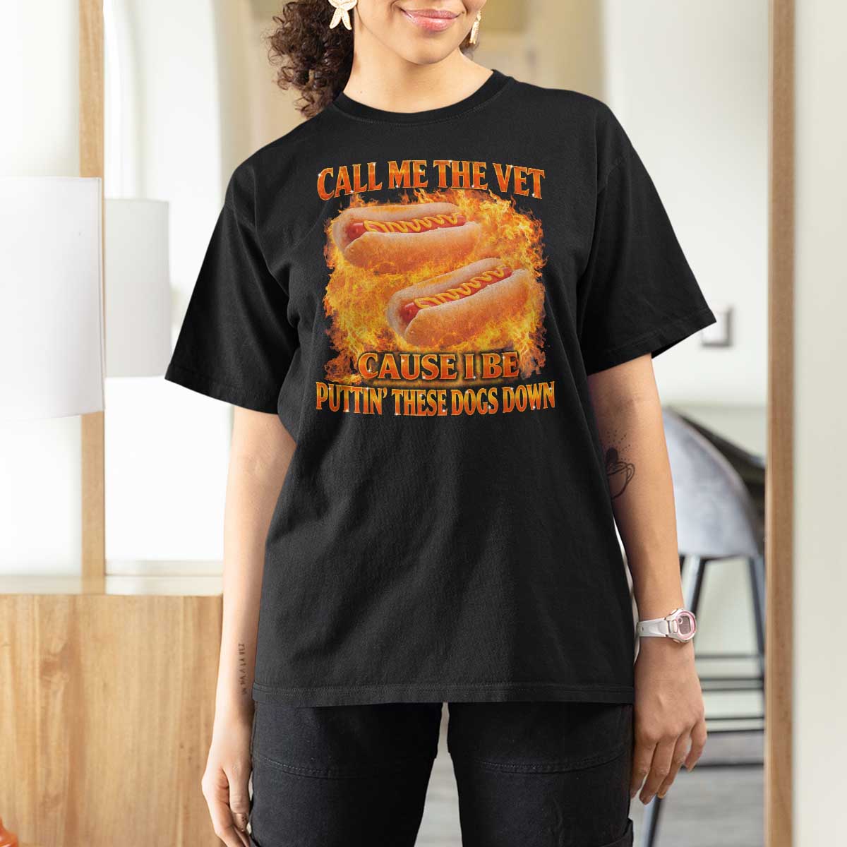 Funny Hard Hot Dog Meme T Shirt For Women Call Me The Vet Cause I Be Bootleg - Wonder Print Shop