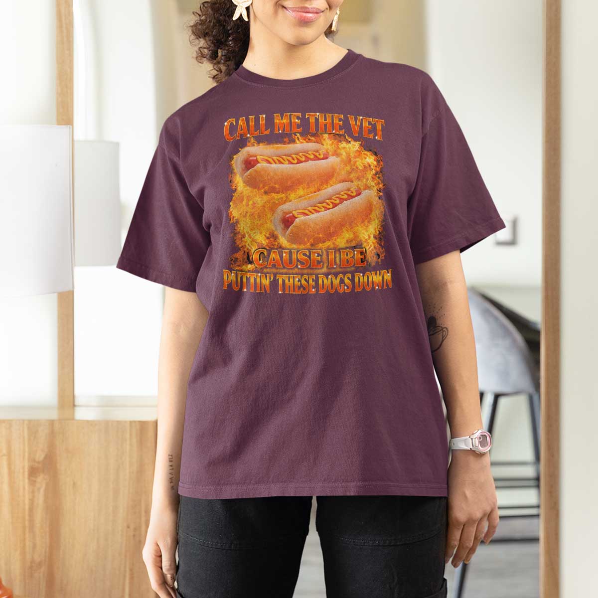 Funny Hard Hot Dog Meme T Shirt For Women Call Me The Vet Cause I Be Bootleg - Wonder Print Shop