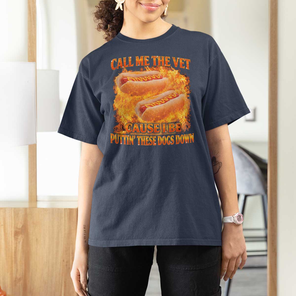 Funny Hard Hot Dog Meme T Shirt For Women Call Me The Vet Cause I Be Bootleg - Wonder Print Shop