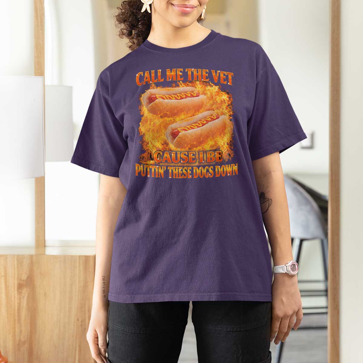 Funny Hard Hot Dog Meme T Shirt For Women Call Me The Vet Cause I Be Bootleg - Wonder Print Shop