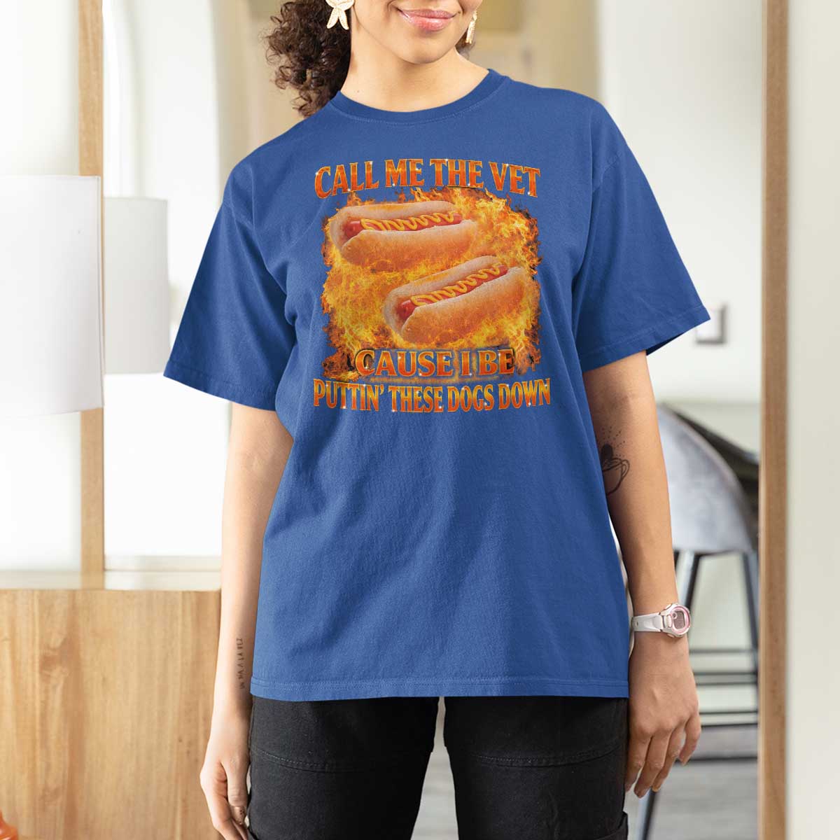 Funny Hard Hot Dog Meme T Shirt For Women Call Me The Vet Cause I Be Bootleg - Wonder Print Shop