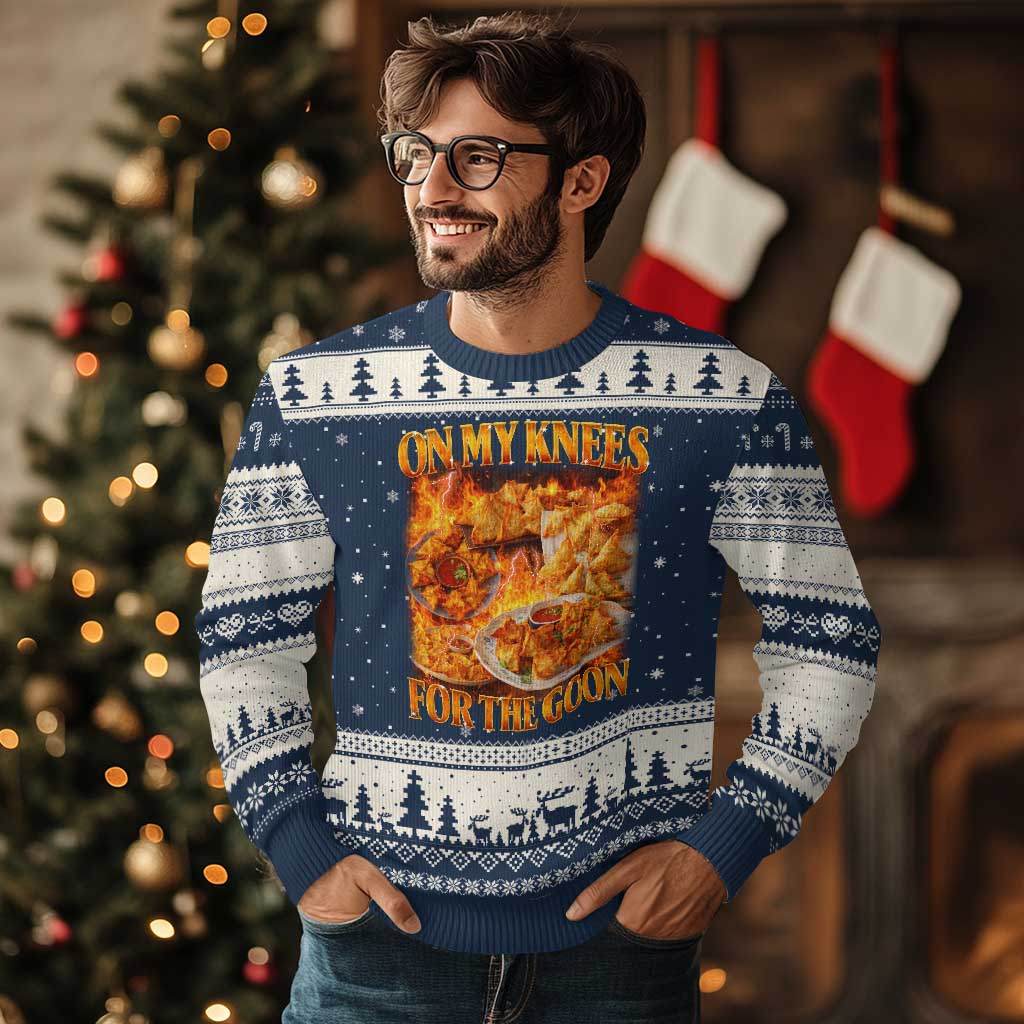 Funny Crab Rangoon Meme Ugly Christmas Sweater Vintage 90s Style On My Knees Bootleg Graphic - Wonder Print Shop