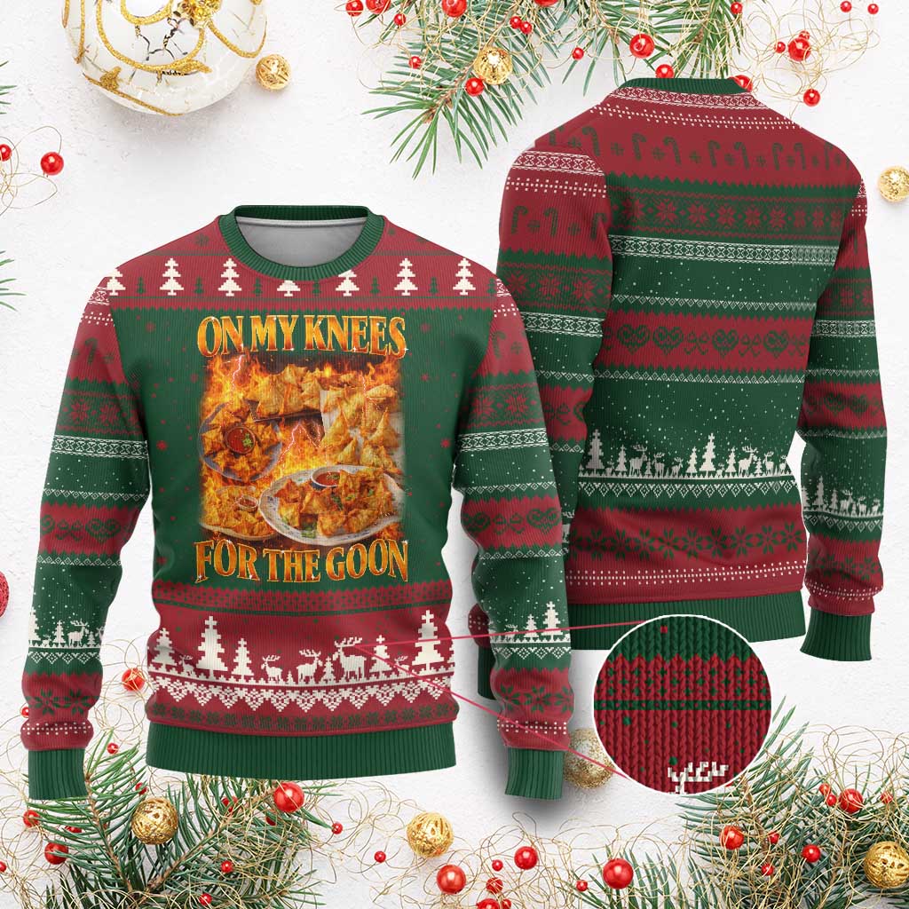 Funny Crab Rangoon Meme Ugly Christmas Sweater Vintage 90s Style On My Knees Bootleg Graphic - Wonder Print Shop