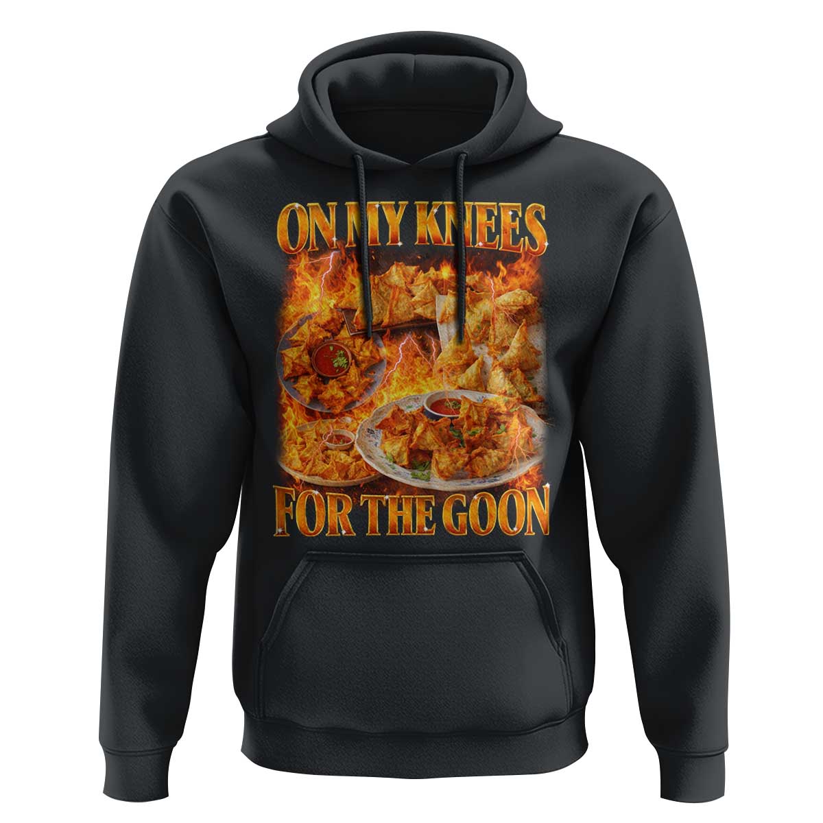 Funny Crab Rangoon Meme Hoodie Vintage 90s Style On My Knees Bootleg Graphic - Wonder Print Shop