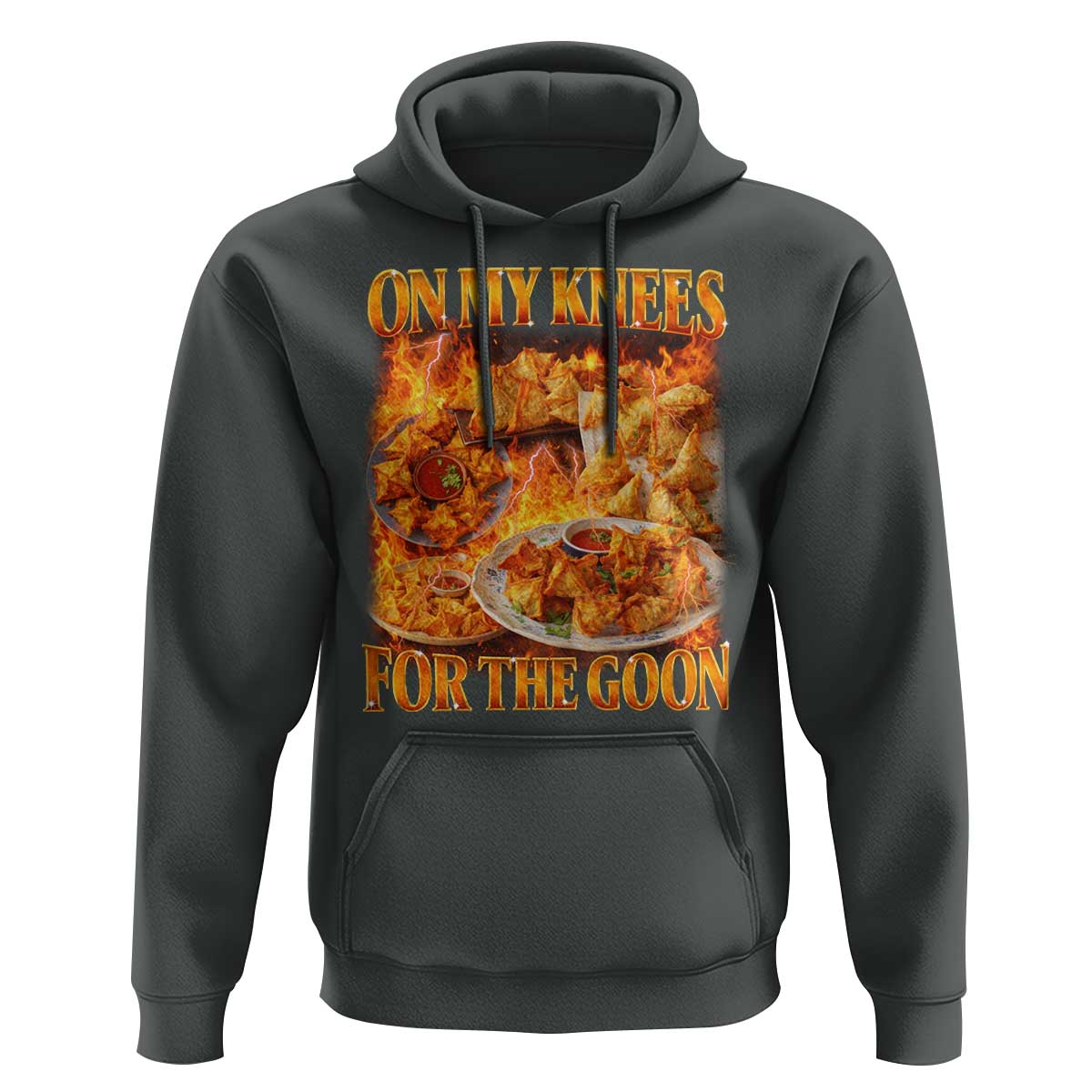 Funny Crab Rangoon Meme Hoodie Vintage 90s Style On My Knees Bootleg Graphic - Wonder Print Shop