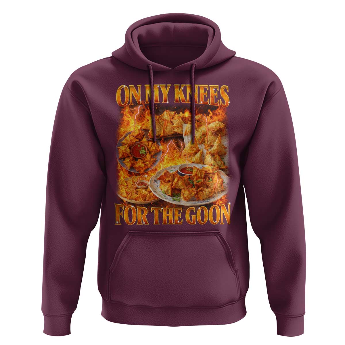 Funny Crab Rangoon Meme Hoodie Vintage 90s Style On My Knees Bootleg Graphic - Wonder Print Shop