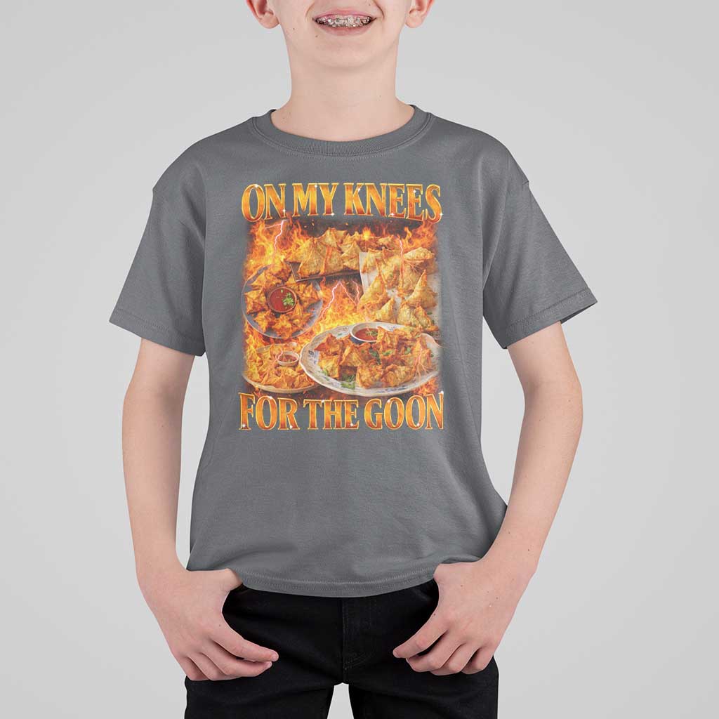 Funny Crab Rangoon Meme T Shirt For Kid Vintage 90s Style On My Knees Bootleg Graphic - Wonder Print Shop