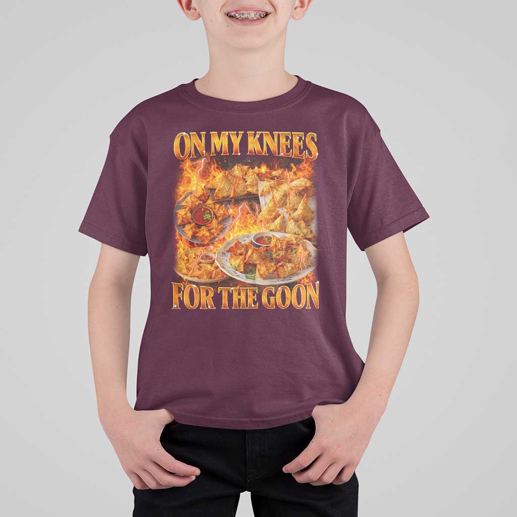 Funny Crab Rangoon Meme T Shirt For Kid Vintage 90s Style On My Knees Bootleg Graphic - Wonder Print Shop