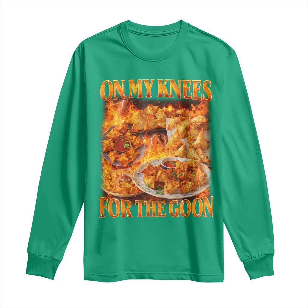 Funny Crab Rangoon Meme Long Sleeve Shirt Vintage 90s Style On My Knees Bootleg Graphic - Wonder Print Shop