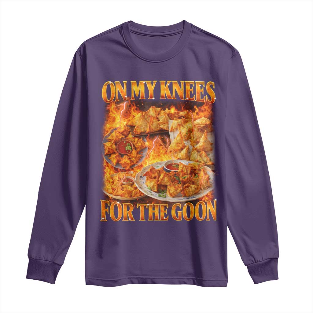 Funny Crab Rangoon Meme Long Sleeve Shirt Vintage 90s Style On My Knees Bootleg Graphic - Wonder Print Shop
