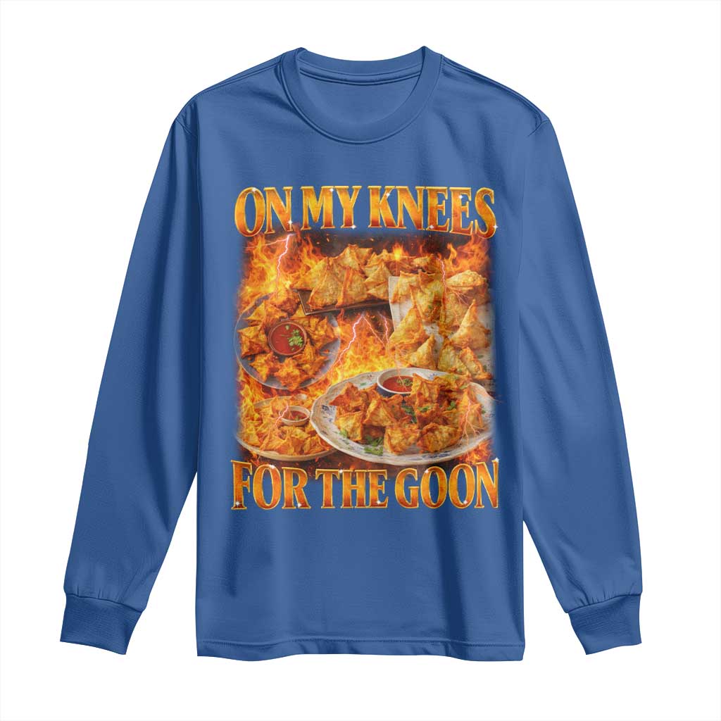 Funny Crab Rangoon Meme Long Sleeve Shirt Vintage 90s Style On My Knees Bootleg Graphic - Wonder Print Shop