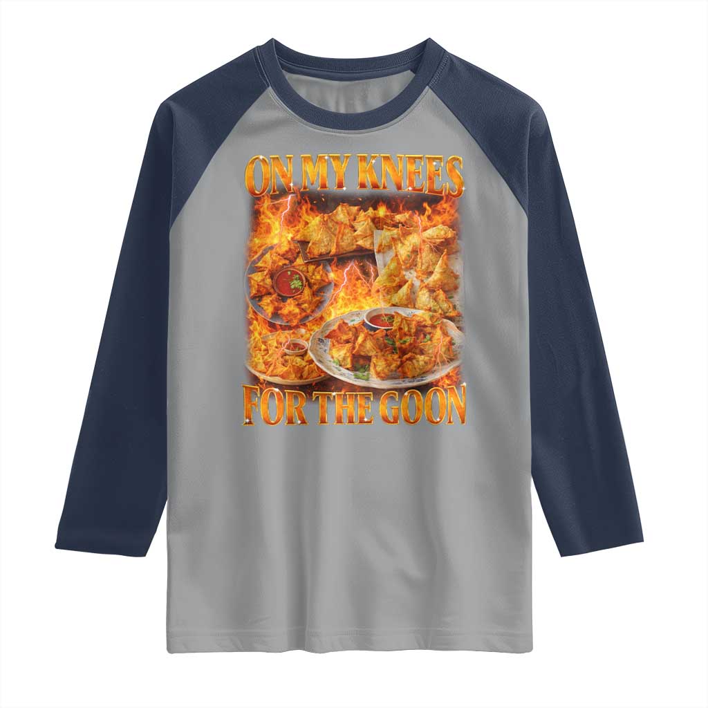Funny Crab Rangoon Meme Raglan Shirt Vintage 90s Style On My Knees Bootleg Graphic - Wonder Print Shop