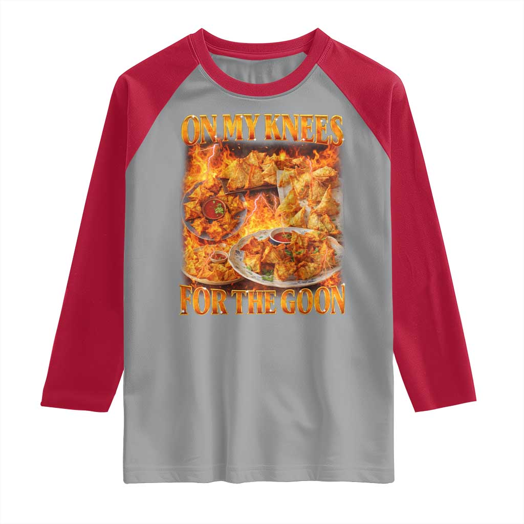 Funny Crab Rangoon Meme Raglan Shirt Vintage 90s Style On My Knees Bootleg Graphic - Wonder Print Shop