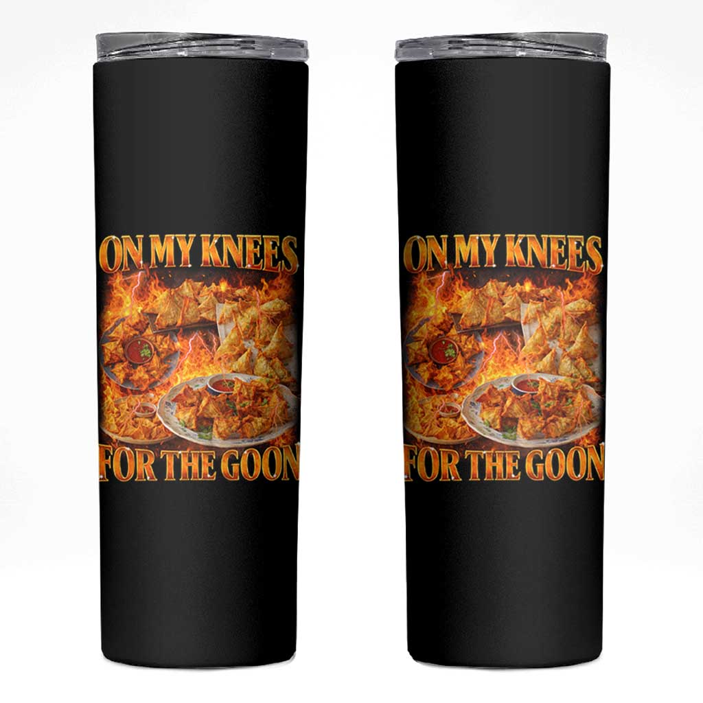 Funny Crab Rangoon Meme Skinny Tumbler Vintage 90s Style On My Knees Bootleg Graphic - Wonder Print Shop