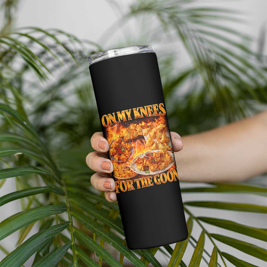 Funny Crab Rangoon Meme Skinny Tumbler Vintage 90s Style On My Knees Bootleg Graphic - Wonder Print Shop
